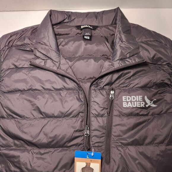 Eddie Bauer Men’s Vest Power Down Insulation Storm Repel Classic Fit Sz Lrg Gray - Picture 6 of 6